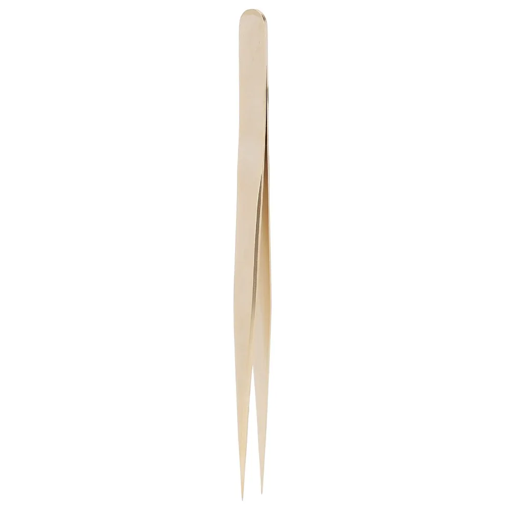 Golden Straight Precision Tweezers Aluminum Alloy Fine Pointed Tips Eyelash Tweezers Multifunctional Nail Art Tweezers Manicure