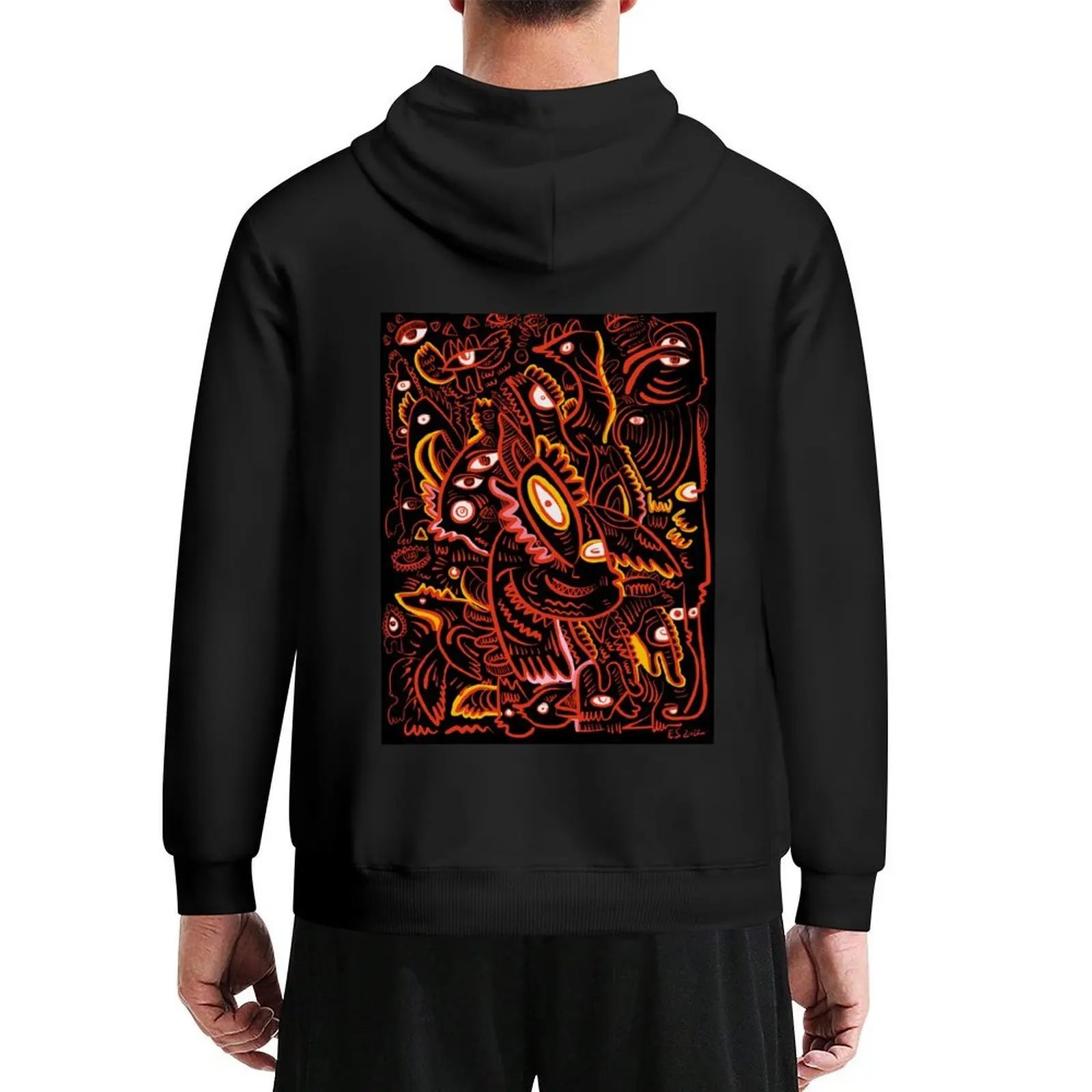 

Black Red Graffiti Street Art Tribal Jungle Life Hoodie men wear mens clothing korean autumn clothes hoodies for men