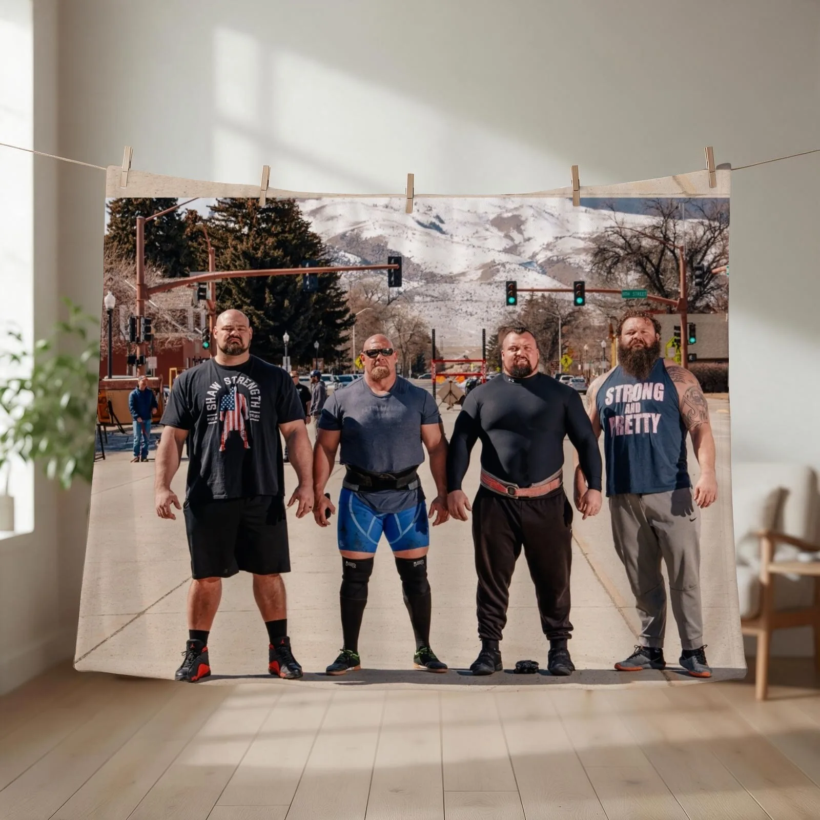 Strongest Men in History - Brian Shaw, Eddie Hall, Robert Oberst Throw Blanket