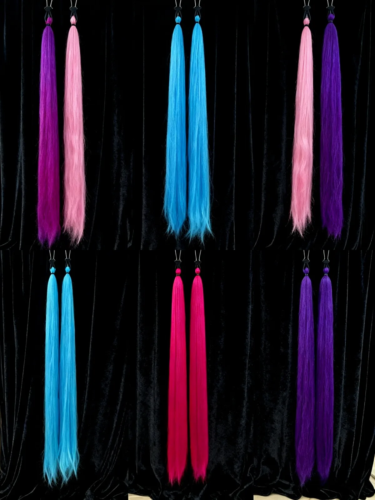 الاصطناعية الملونة ذيل حصان تمديد 2 قطعة طويلة مستقيمة DIY مضفر ذيل حصان هيربيسي مع شريط مطاطي النساء إكسسوارات الشعر