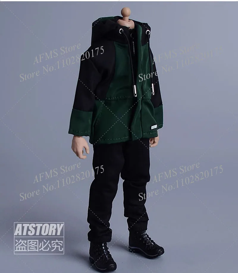 1/12 الرجال الجندي المرقعة كولوربلوك سترة في الهواء الطلق المشي لمسافات طويلة تسلق التخييم مقنعين البريدي معطف صالح 6 بوصة عمل الشكل الدمى اللعب