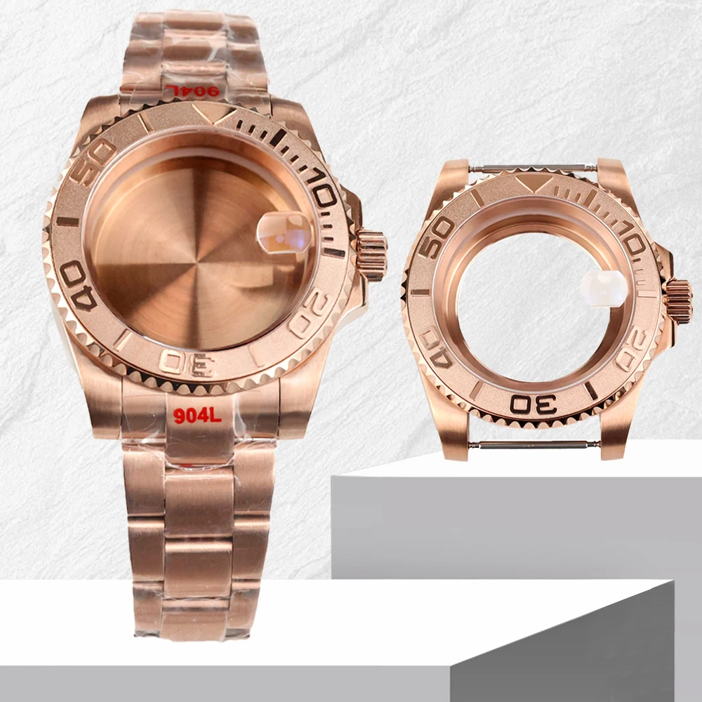 

40mm Watch Case For Rose Gold NH35 Submariner GMT Case Brushed Oyster Strap Fit NH34 NH35 NH36 NH38 Movement Yacht-Master Case