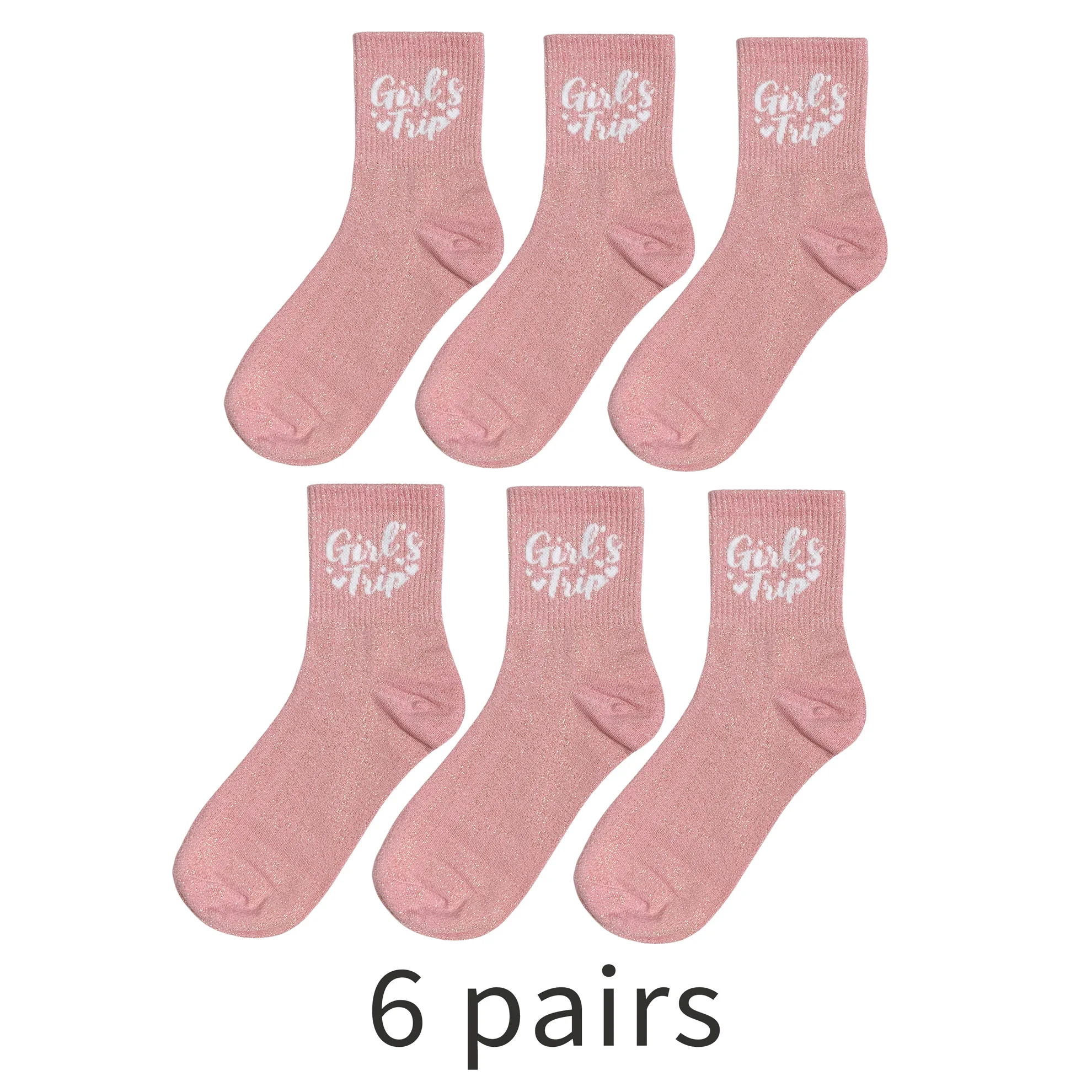 

6 Pairs Girls Trip Novelty Ankle Socks, Sparkly Bright Glitter Casual Soft Socks, For Spa Day Bachelorette Party Sister Weekends