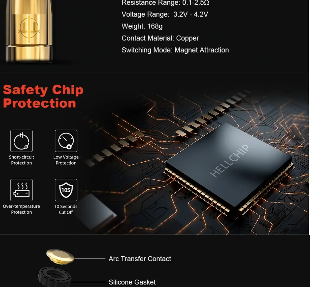 زر Hellvape الأصلي شبه Mech Mod NdFeB 52 مع خوذة ، متوافق مع مغناطيس ببطاريات ، V2