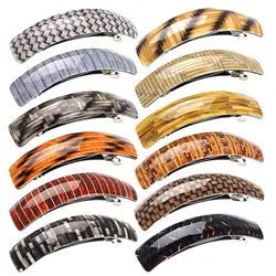 12pcs Retro Acrylic Hair Barrettes Automatic Large Hair Clip Elegant French Design Barrettes for Women Ladies