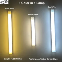 AITHEA Motion Sensor LED Night Light USB Rechargeable Bedside Lamp Wireless Portable Cabinet Tube Light for Wardrobe Staircase