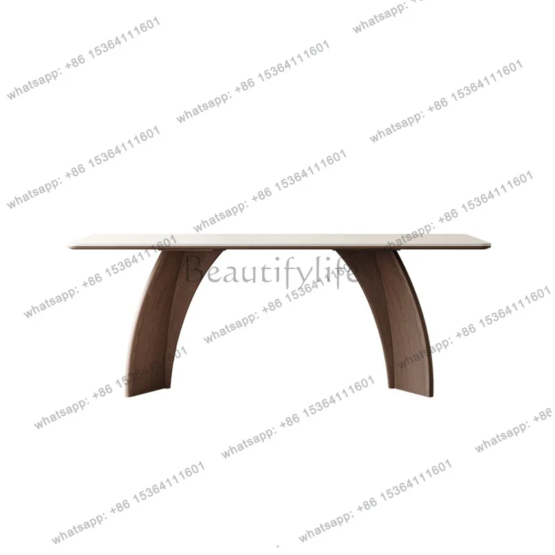 

Обеденный стол из чистой белой каменной плиты, прямоугольный бытовой простой современный итальянский светлый роскошный обеденный стол ваби с песчаным ветром из цельного дерева