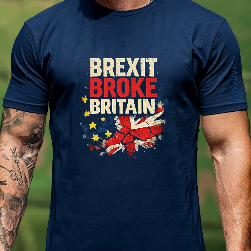 UK EU Brexit Theme Distressed Flag Graphic T Shirt Unisex Men Women Vintage British Culture Cotton Streetwear Casual Top