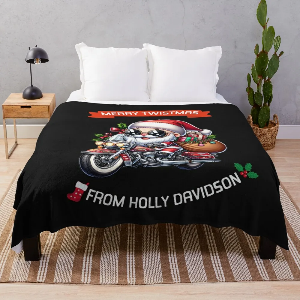 Merry Twistmas Holly Davidson Christmas Tshirt Xmas Tee Throw Blanket Heavy Decoratives Flannel Hairy Blankets