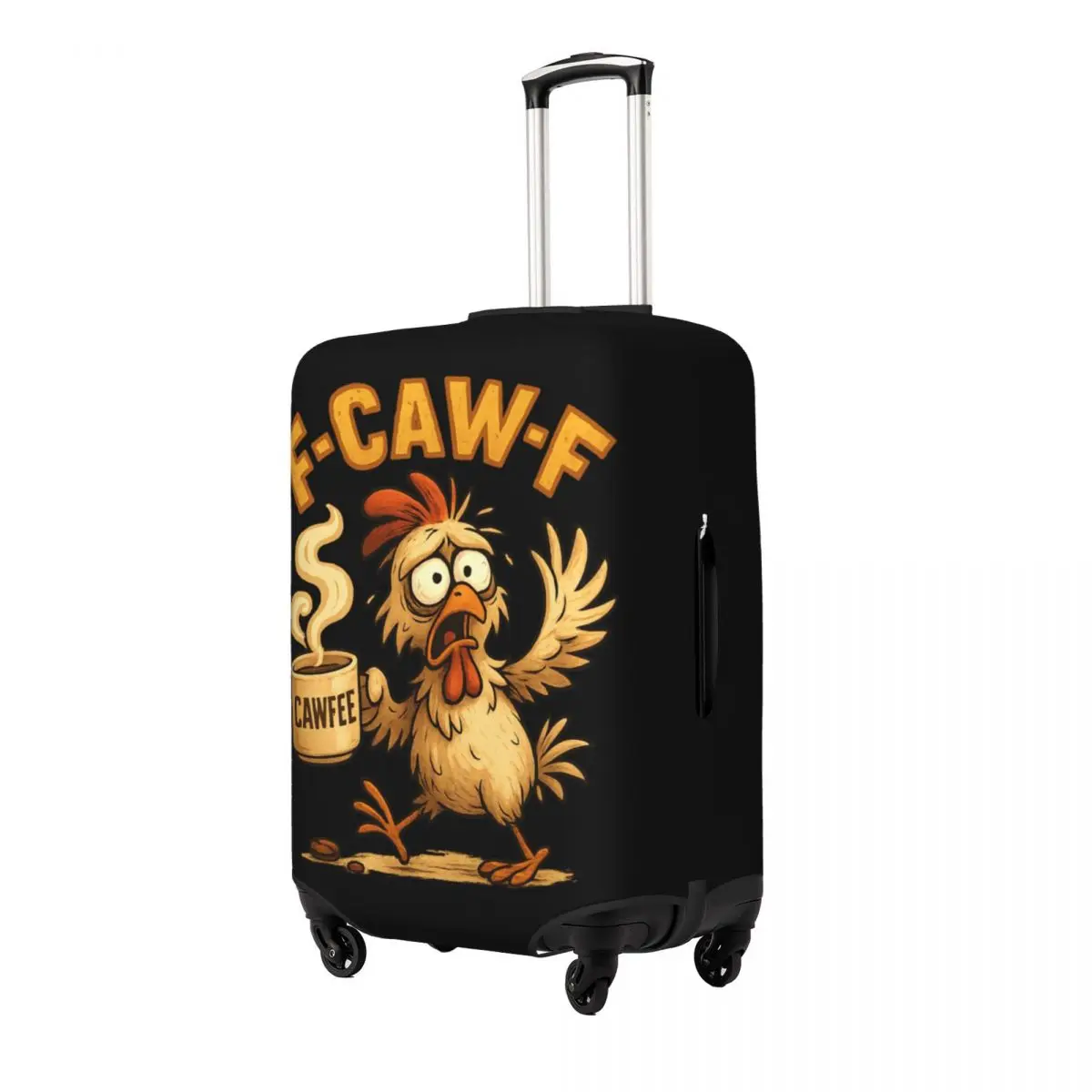 F-CAW-F Chicken Funny Crazy Screaming Coffee Suitcase Cover Travel Protection Vacation Strectch Luggage Supplies