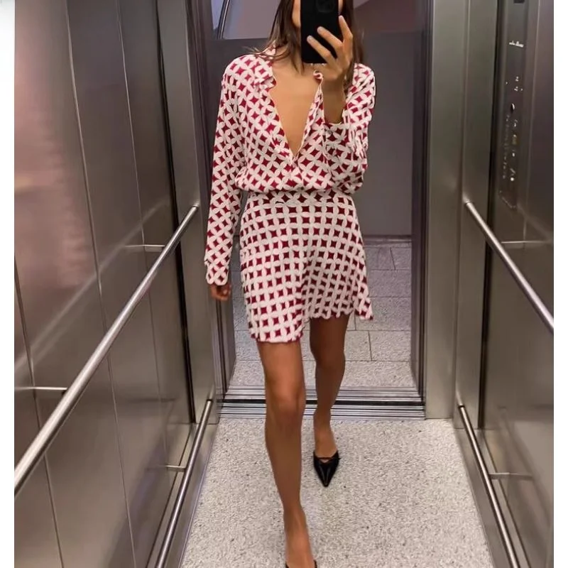 

Summer 2024 Sweet Trendy Casual Loose Long Sve Print irt Drop oulder Square Collar All Match Loose Fit Women's irt