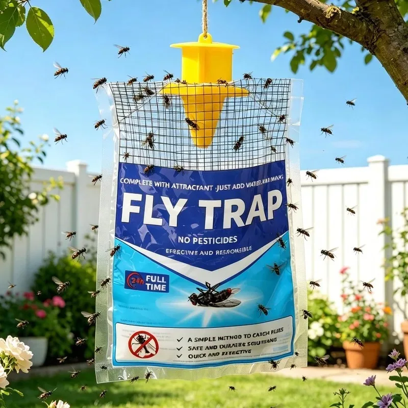 Hanging Fly Trap Bag Waterproof Fly Trap Outdoor Garden Effective Fruit Flying Insect Catcher Pest Control Tools Garden Supplies