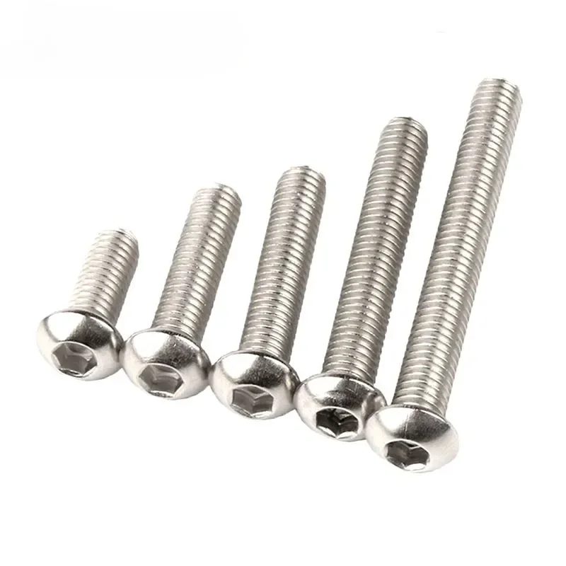 Innensechskantschraube M2 M2,5 M3 M4 M5 M6 304 Edelstahl Knopf Innensechskant Flachkopf Rund Maschine Möbelbolzen ISO7380 DIY – Detail 4