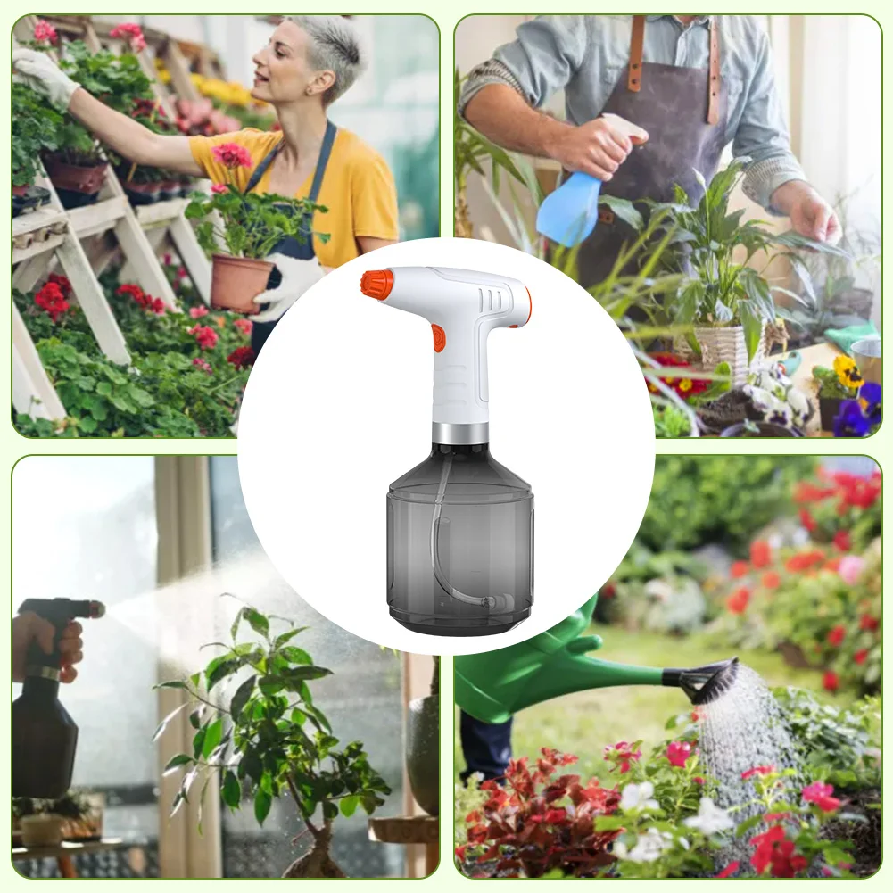 

900ml PET Spray Bottle USB Rechargeable Household Watering Bottle 8h Working Time 360 Degree Rotating Nozzle for Garden Park