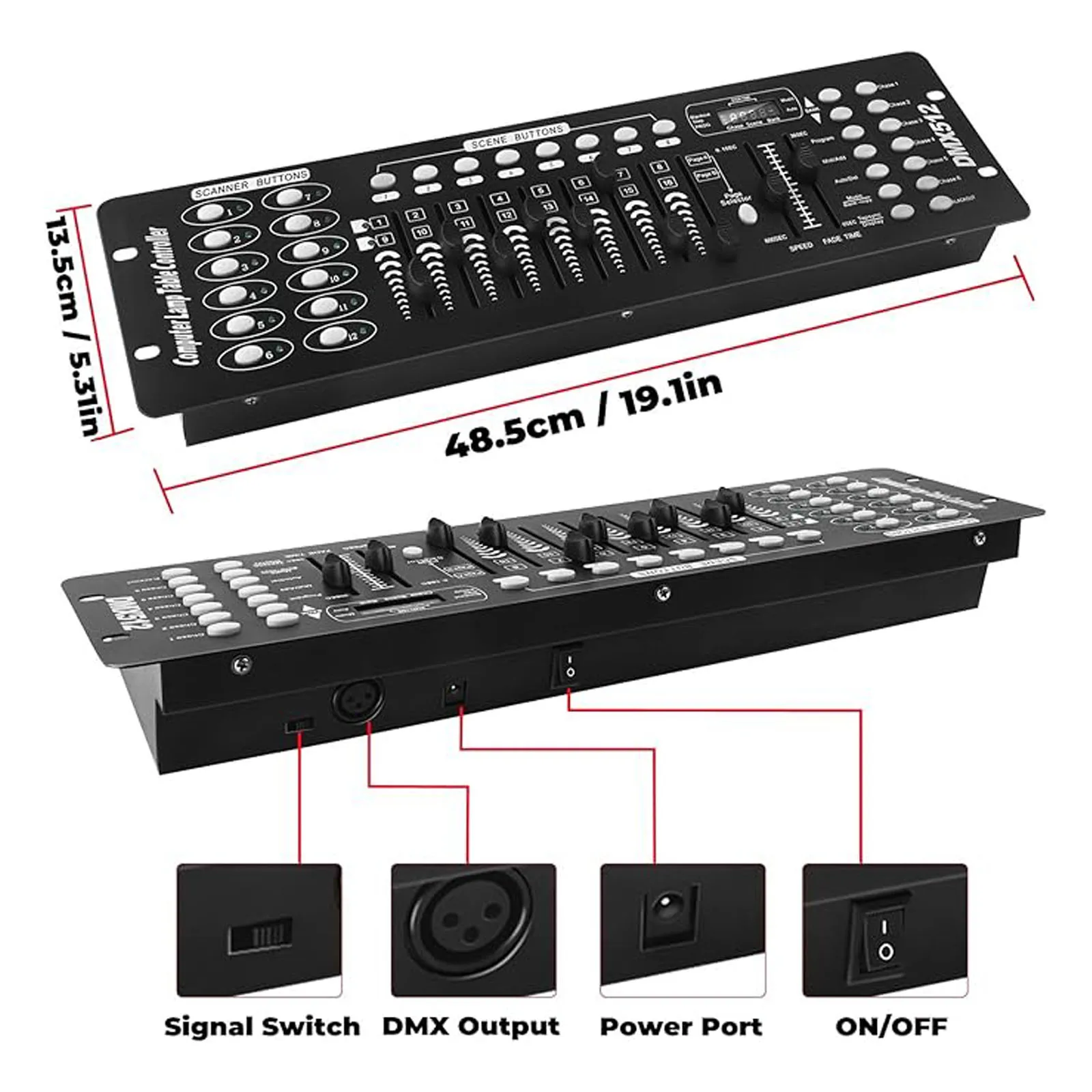 Imagem -04 - Dmx Light Controller para Concertos ao Vivo Black Grand Console Dmx e Midi Operador 192 Canais Ktv Djs Clubes