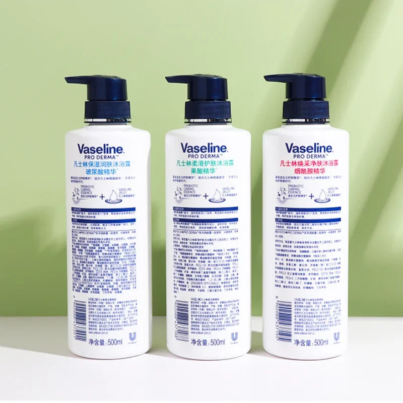 Vaseline AHA เจลอาบน้ำ500มล. ครีมอาบน้ำบำรุงผิวกายไนอาซินาไมด์ B3ให้เรียบเนียนใสติดทนนานมีกลิ่นหอมชุ่มชื้นผลิตภัณฑ์ล้างหน้าผิวกาย