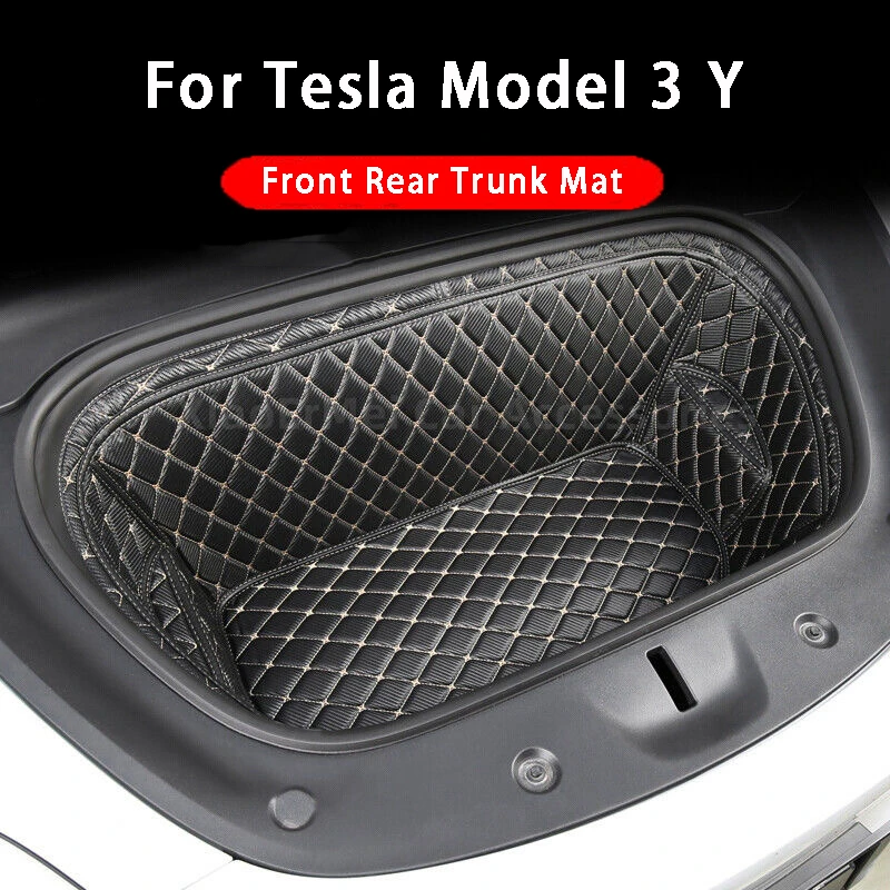 For Tesla Model 3 / Y 2020-2023 Front Rear Trunk Mat Car Leather Trunk Storage Pad Bottom Protector Pad Car Interior Decoration