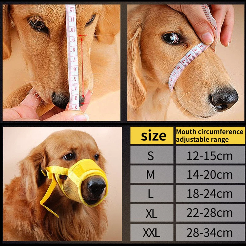Pet Dog Muzzles Adjustable Breathable Dog Mouth Cover Anti Bark Bite Mesh Dogs Mouth Muzzle Mask For Dogs Long Mouth Doggy Use