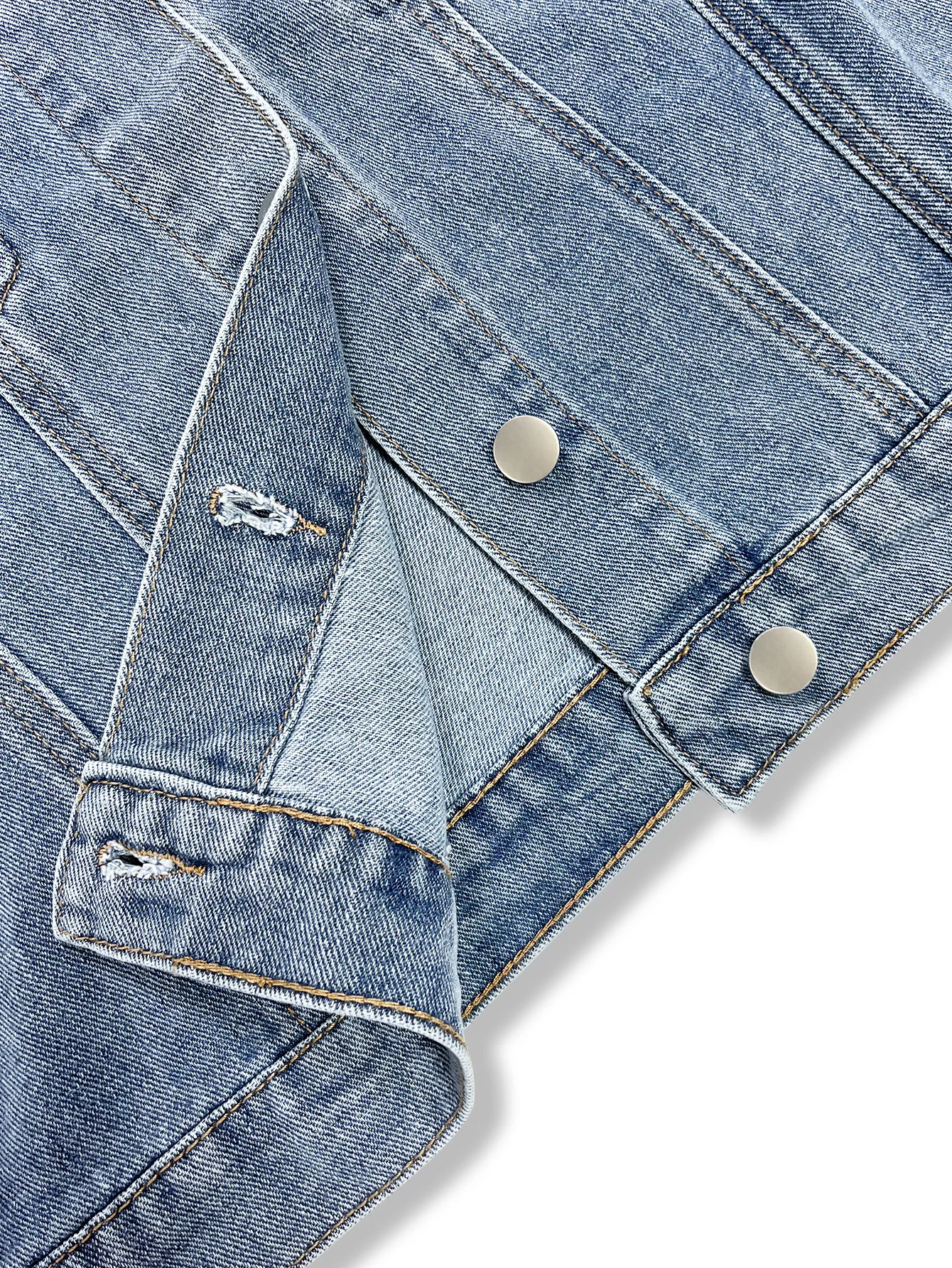 Women Rhinestone Studded Cropped Denim Jacket Lapel Button Pocket Vintage Washed Short Jean Coat Female Streetwear Spring Autumn - view 6