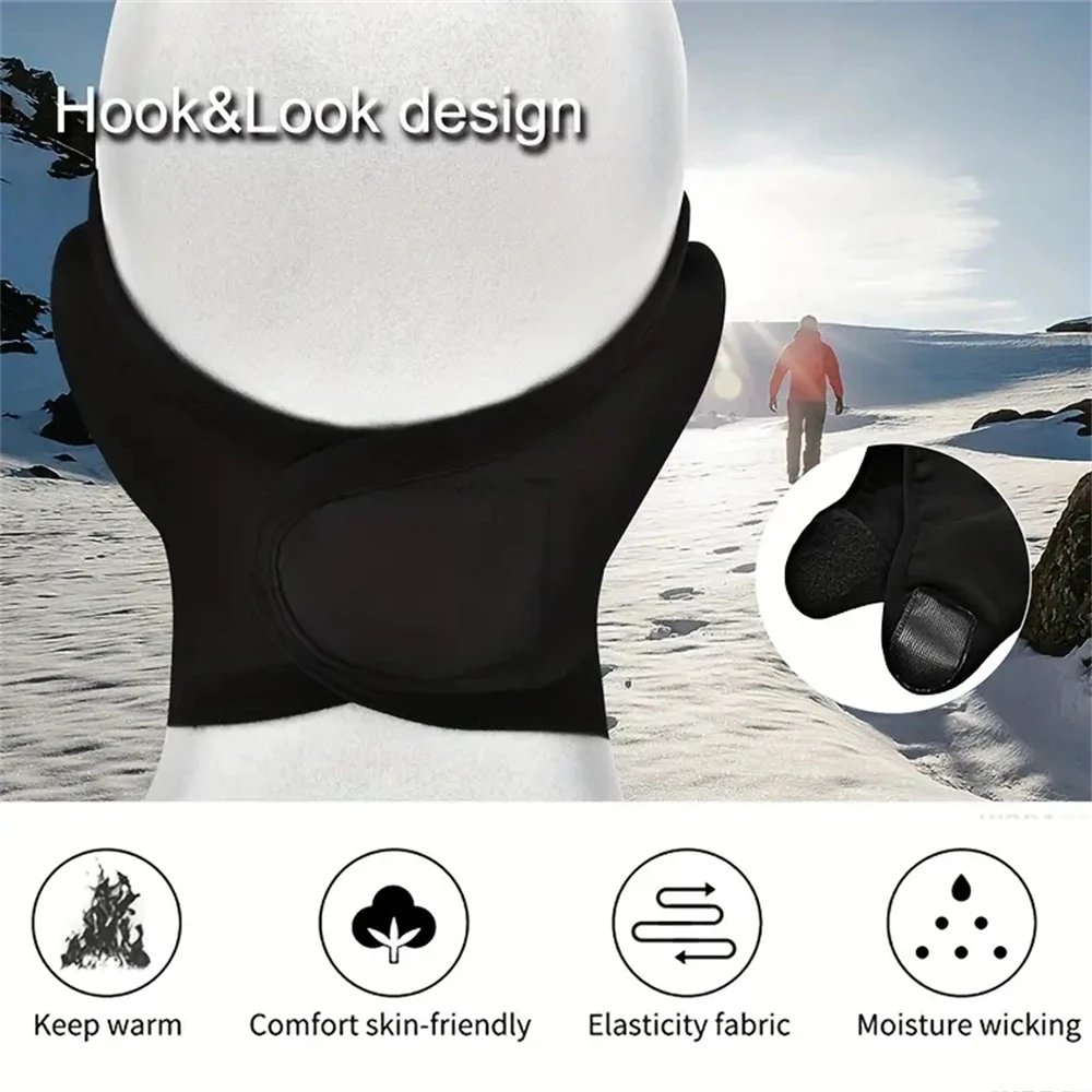 1pcs Winter Windproof Outdoor Fishing Warm Mask Sports Running Cycling Face Cover Polar Fleece Half Mask Ear Protection Black