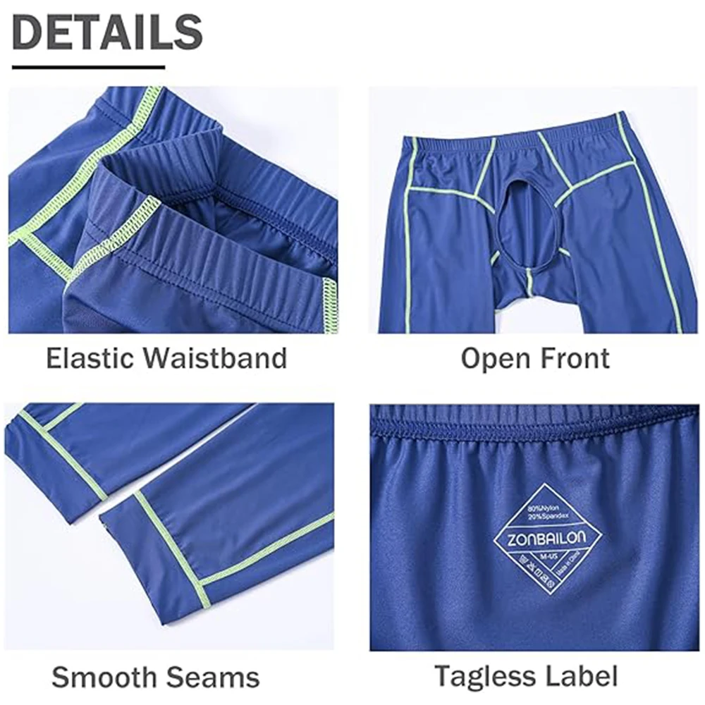 ZONBAILON Thermal Underwear for Men with Open Front Long Johns Mens Base Layer Cold Weather Bottoms Leggings