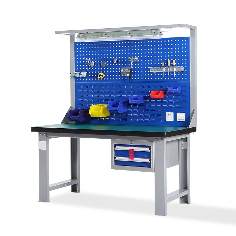 Manufacturers Spot Workshop Bench Work Bench Side by Side Three Draw Belt Hanging Plate with Light Heavy Duty Esd  Work Table