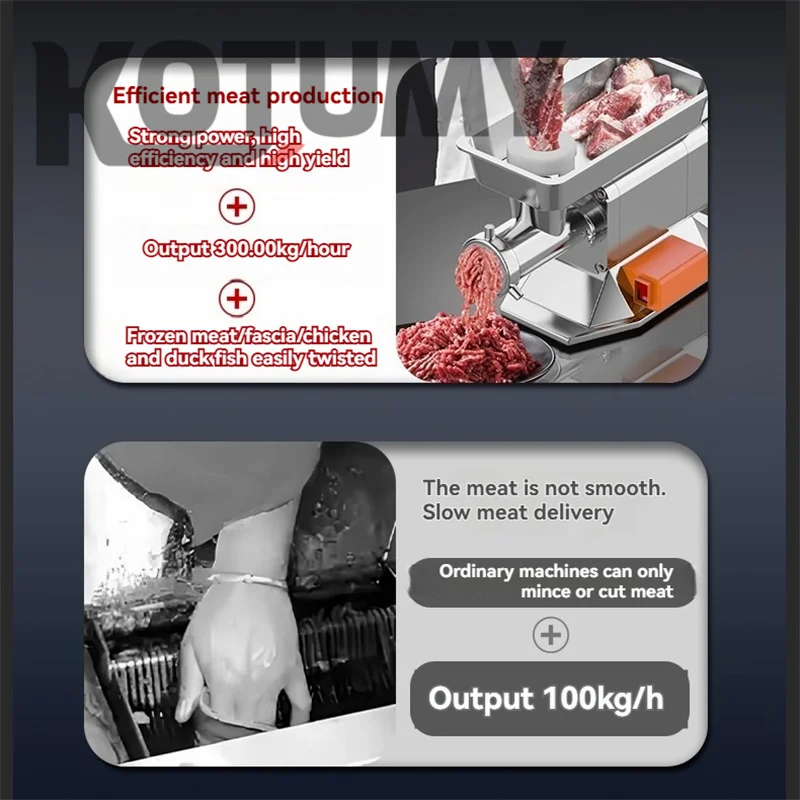 مفرمة لحم 1800/2200 وات، مفرمة لحم كهربائية قوية، متعددة الوظائف من الفولاذ المقاوم للصدأ، ماكينة حشو السجق