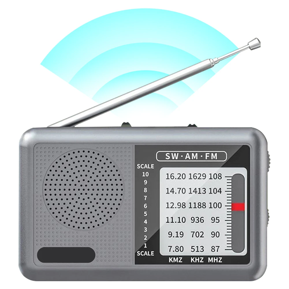 

Portable Radio Battery Operated Mini FM Radio Rechargeable Full Band Receiver 360 Degree Rotating Antenna for News Entertainment