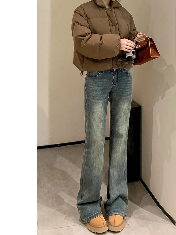 

Retro Blue American Sle Bell Bot Jeans Women's Spring Autumn New Elastic Pear aped plus Size Slimming Large Size Bell ...