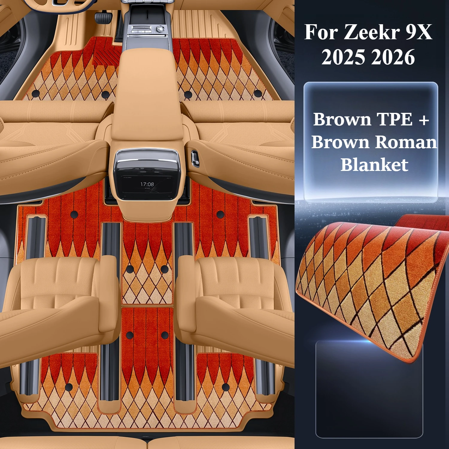 

Для Zeekr 9X 2025 2026, двухслойные напольные коврики, полностью окруженный ТПЭ + одеяло, водонепроницаемый, устойчивый к царапинам, аксессуар для ковров для ног