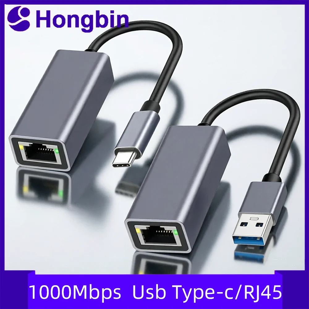 USB Type C Ethernet Adapter 1000Mbps USB 3.0 RJ45 Network Card For MacBook PC Windows XP 7 8 10 Android USB Lan Internet Cable