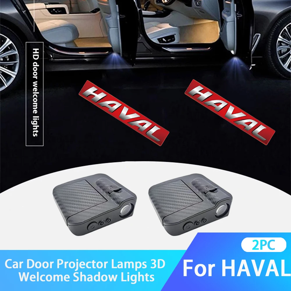 

2PCS Car Door Welcome Lights Laser Projector Logo Wireless Sensing For Haval H1 H2 H3 H6 H7 H9 Jolion Great Wall Accessories