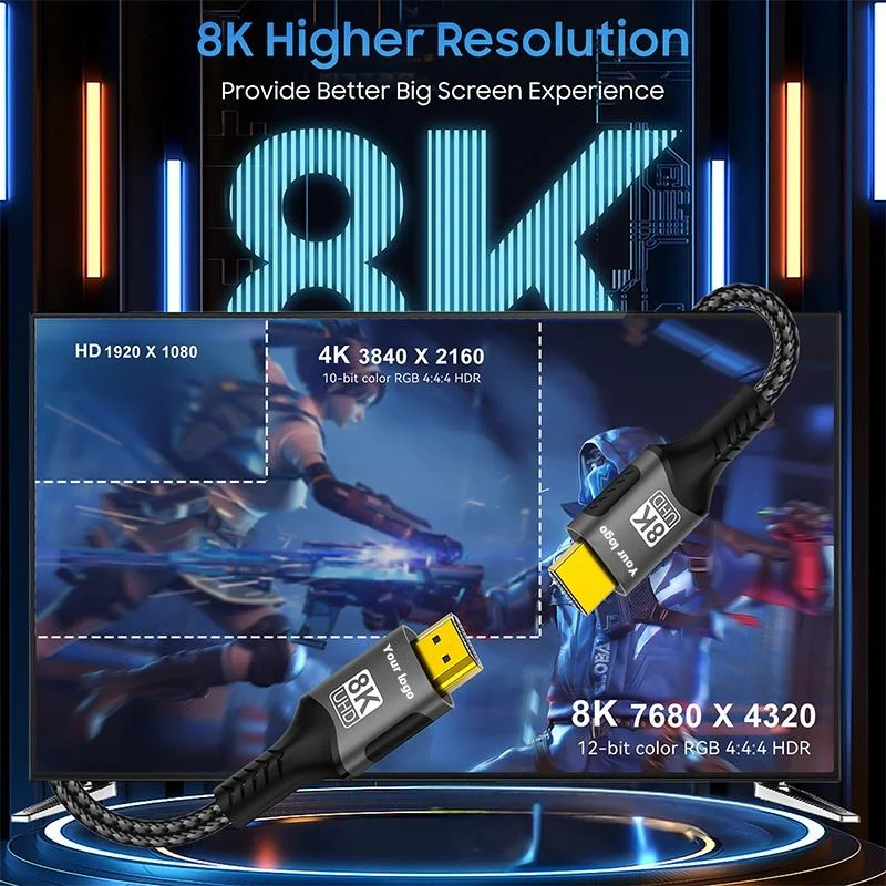 FJGEAR Premium HDMI Cable High Speed 8K 4K 2K, 60Hz/240Hz/360Hz Video Cord Compatible with HDTV PS5 Xbox Switch Roku Laptop