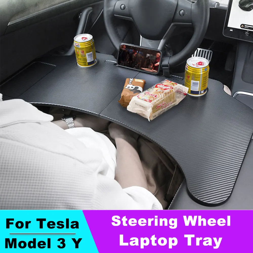 For Tesla Model 3 Model Y Carbon Table Desk For Tesla Model 3 Car Steering Wheel Laptop Tray Food Desk Portable Office Table