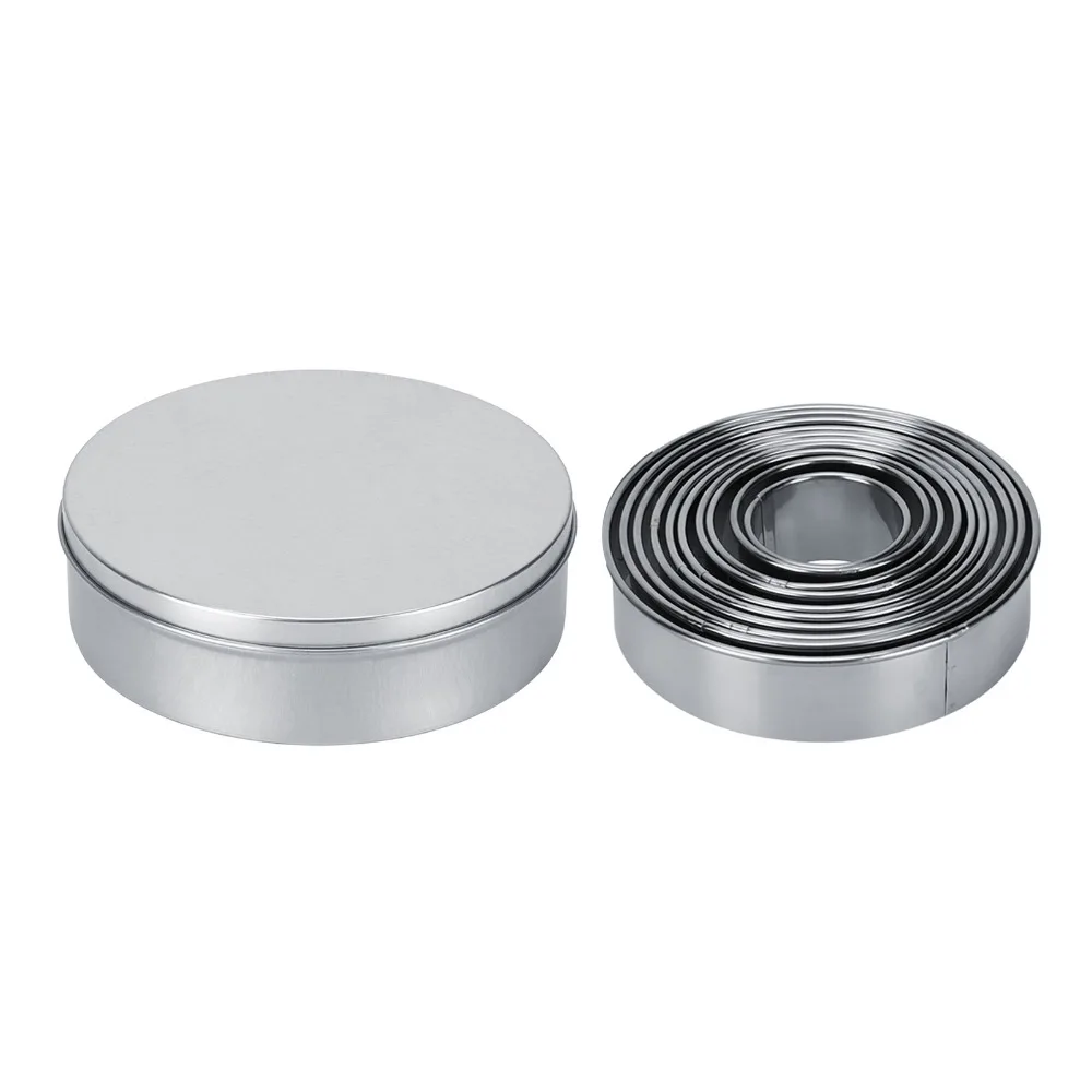 12pcs Stainless Steel Cookie Cutter Set Rolled Edge Smooth Seam Round Pastry Mold Round Shape Reusable Donut Cutter