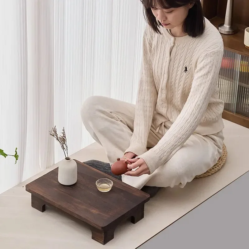 Solid wood tatami coffee table, bay window table, paulownia wood