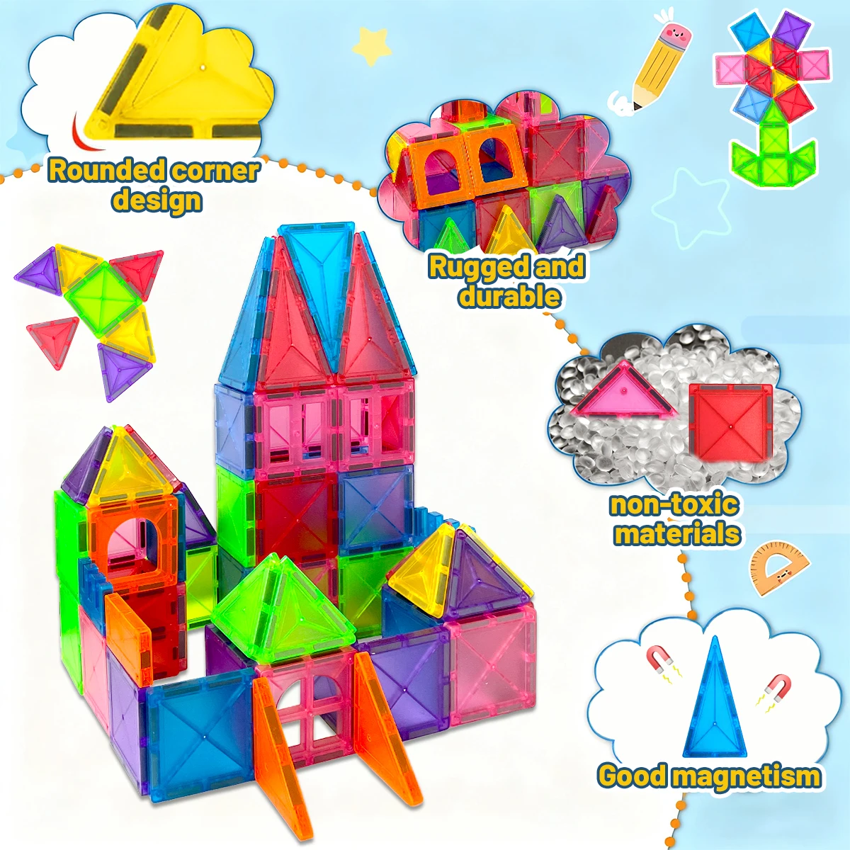 Blocs de Construction magnétiques, ensemble de Construction, jouet éducatif sensoriel Montessori pour enfants âgés de 3 ans et plus, cadeau d'anniversaire, 32/76/122 pièces