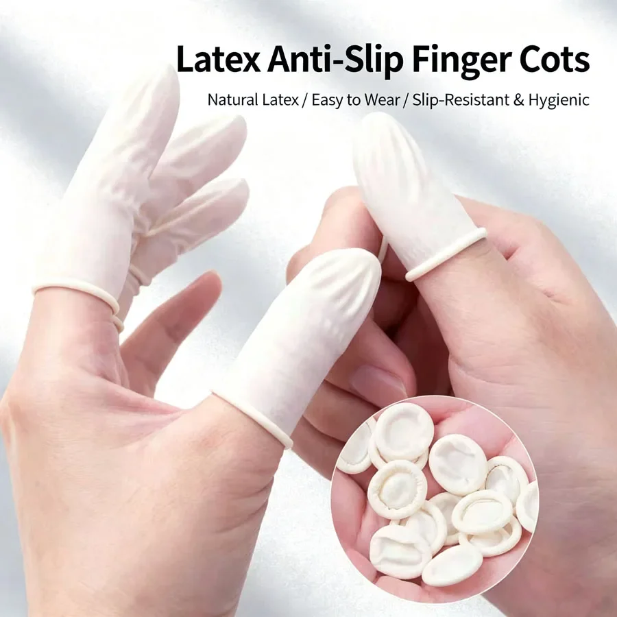 10/50/100Pcs Disposable Latex Finger Cots Non-Slip Touchscreen Responsive Tear-Resistant Thumb Sleeves for Beauty Salon Tools