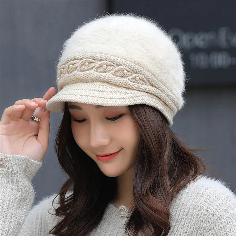 Cálidos gorros de punto para mujer, gorro de moda para Otoño e Invierno