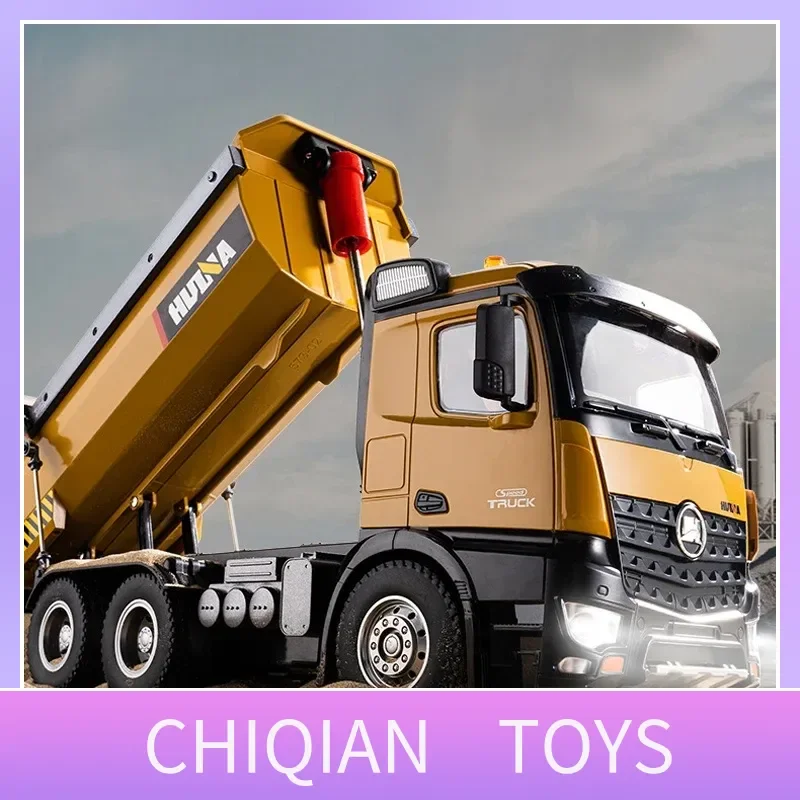 HuiNa 573 لعبة سبيكة شديدة التحمل شاحنة قلابة نموذج هندسي للتحكم عن بعد محاكاة شحن كبيرة وقت اللعب للأولاد #1