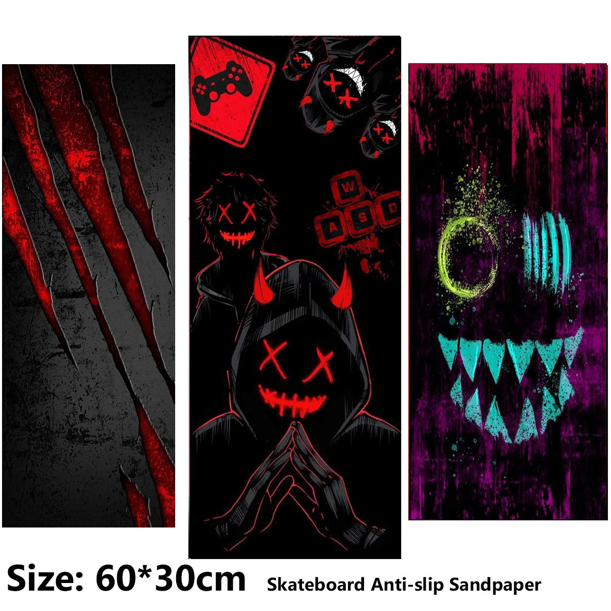 Electric Scooter Anti-slip Sticker Sandpaper Skateboard GripTape Sheet 60*30cm Cool Graphics for Game Comics Pattern