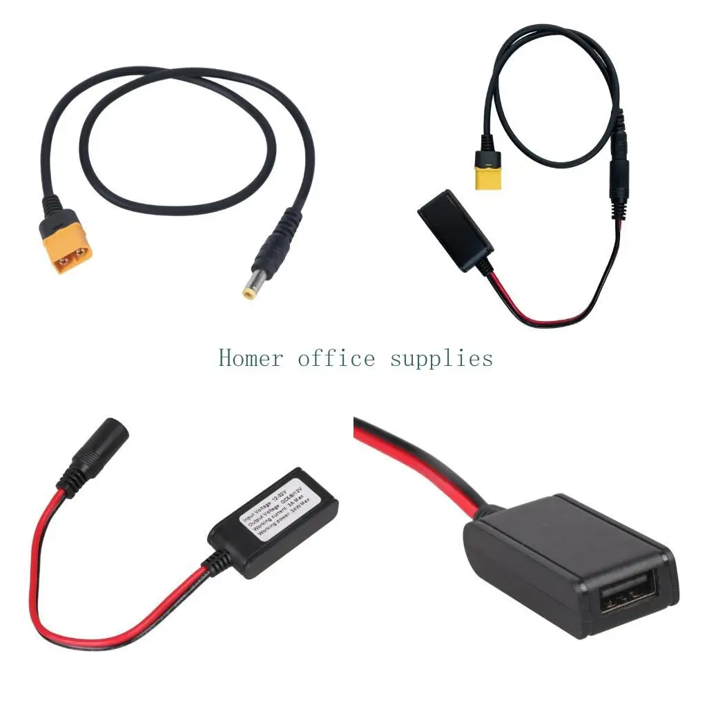 K43B XT60M to DC5.5X2.5Mm Fast Charging Cable Support XT60M /DC5525 12V-32V Input QC3.0
