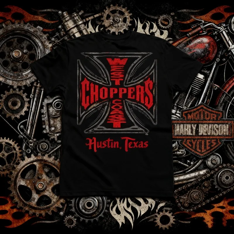 

Лето 2022, хит продаж, WESTCOASTCHOPPERS Harley, американская уличная мужская футболка из 100% хлопка с принтом, байкерская модная футболка с принтом