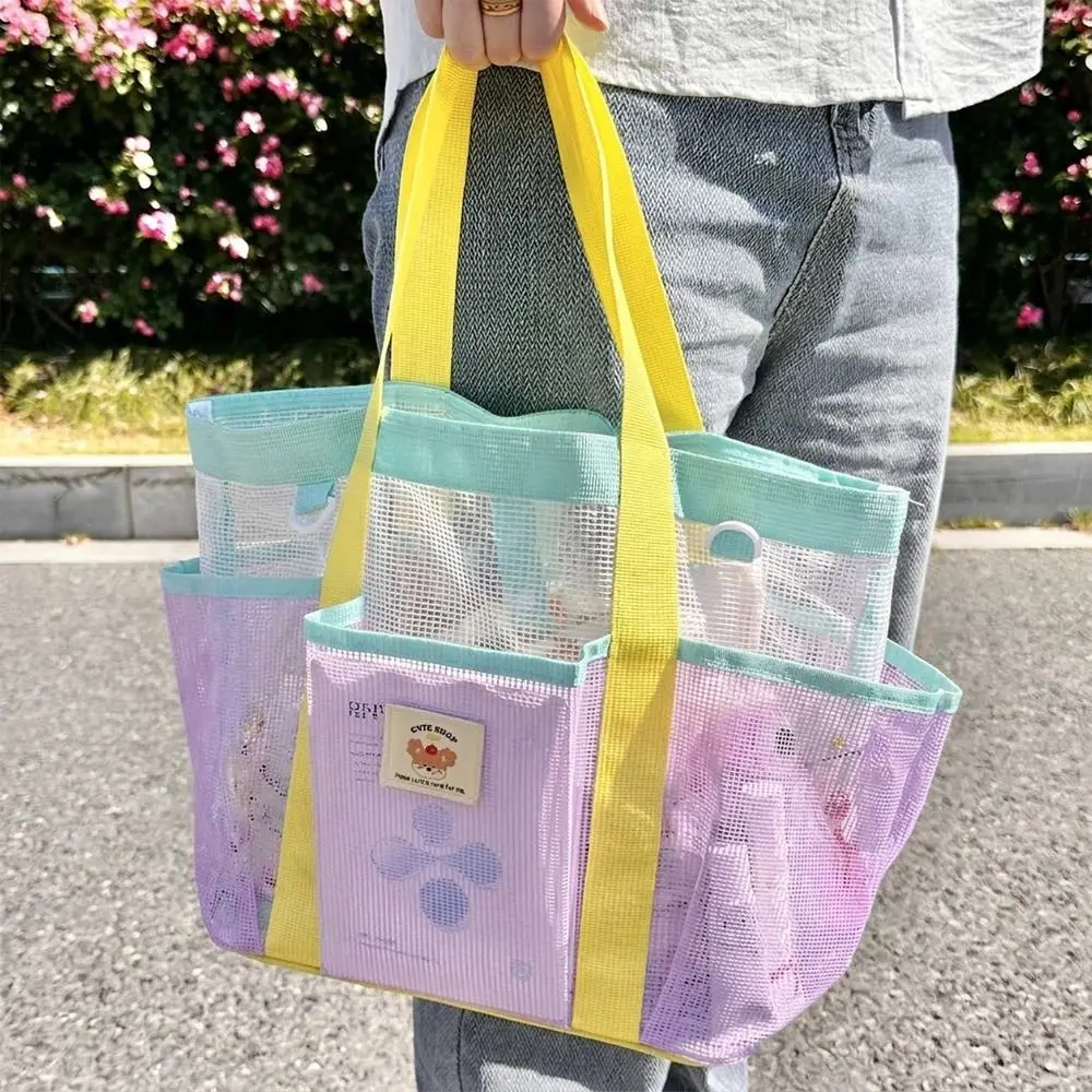 Multifunktionale Mehrtaschen-Netztasche, Handtasche mit großer Kapazität, Schwimmtasche, tragbare Toilettenartikel-Aufbewahrungstasche für Frauen und Mädchen – Detail 6