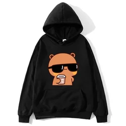 Couple Hoodies Bubu Is Watching Movie With Dudu Plus Size Sweatshirt Cartoon Kawaii Print Pullover Harajuku Men Women Sudaderas