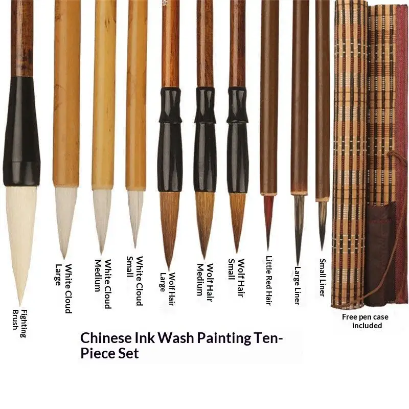 New 10Selected Professional Level Calligraphy/Chinese Painting Brush Comes Chinese Brush Set With A Portable Storage Bag