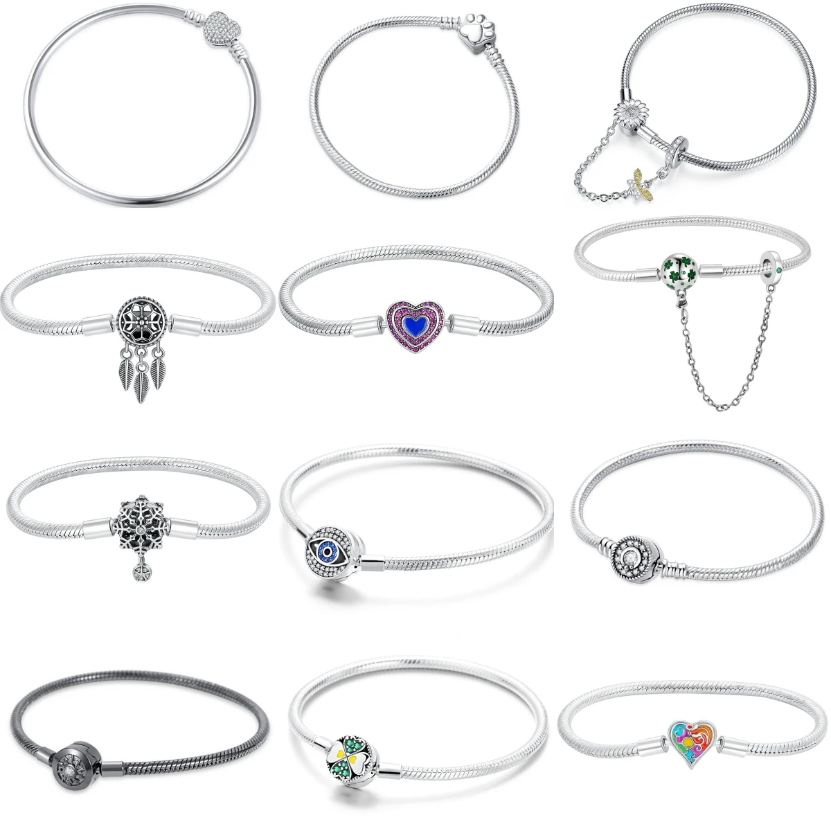 Hot Sale Bee Clover Dog Paw Snake Chain Bracelet Round Clasp Femme Bracelet Decoration Bangle Trinkets For Women Jewelry Gift