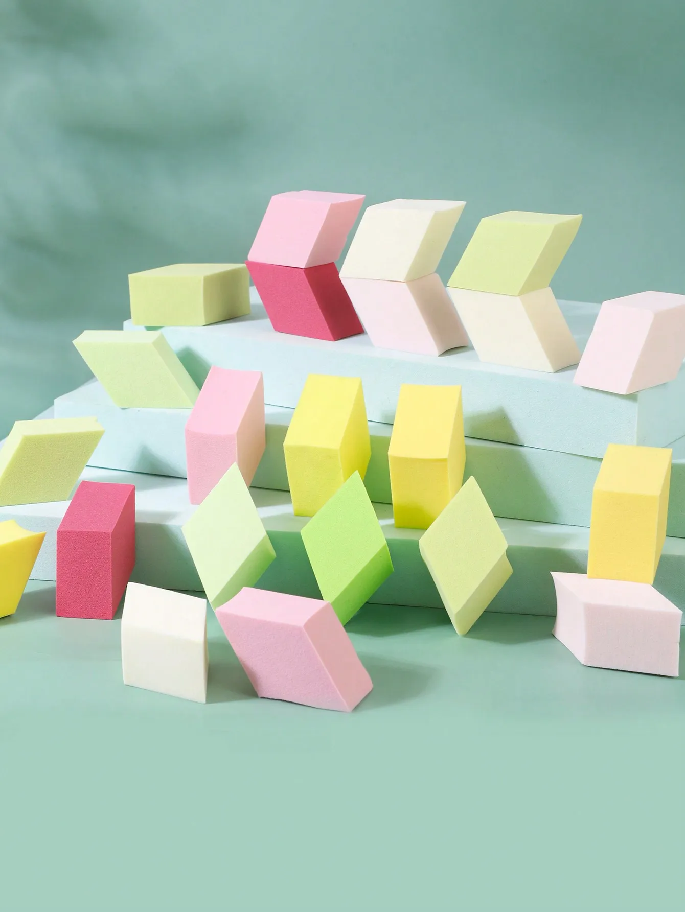 20 Pcs Multi‑Shaped Makeup Sponge Blocks Wedge Rhombus Cosmetic Sponges Disposable Foundation Blending Sponge Pads