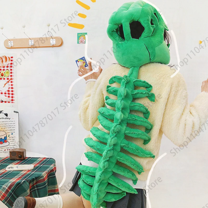 Dinosaur Skeleton Head Plush Hat Funny Cosplay Stuffed Toy Kids Birthday Gift For Girls Cute Soft Fluffy Home Decor Lovely Party