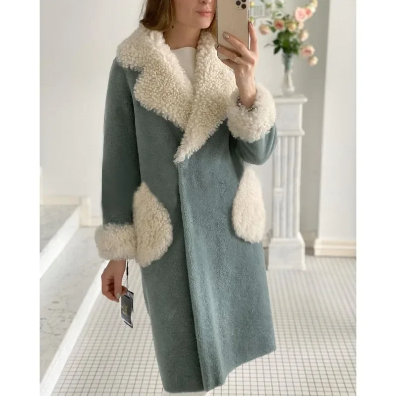 Women Fashion Winter Fur Jacket Elegant Y2K Outdoor Long Overcoat Lady Keep Warm Casual Plush Woolen Cardigan Coat